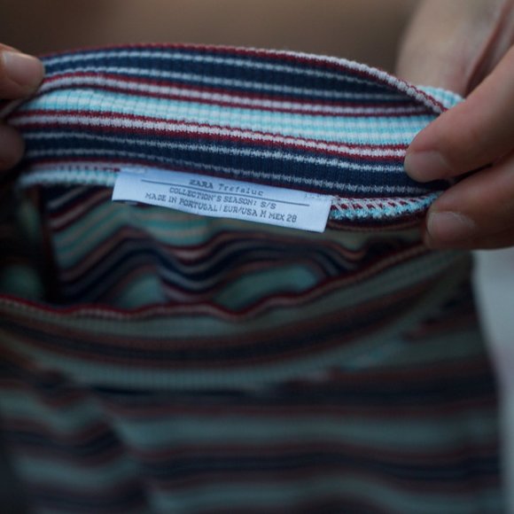 Zara Striped Ribbed Mockneck T Shirt - M - Picture 6 of 6